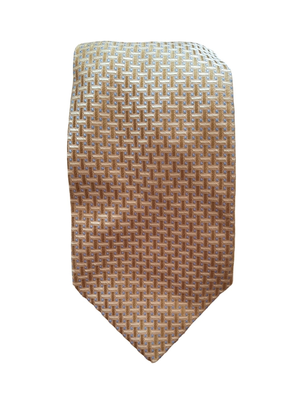 Daniel Cremieux Gold and Silver Woven Geometric Silk Tie